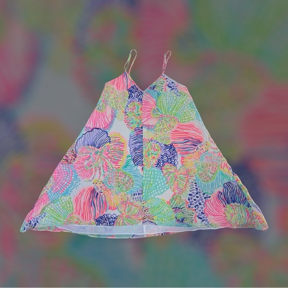 Lilly Pulitzer Clara Silk Roar Of the Seas Asymmetric Hem Slip Dress Women’s XS - Picture 5 of 16